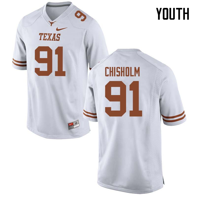 Youth #91 Jamari Chisholm Texas Longhorns College Football Jerseys Sale-White
